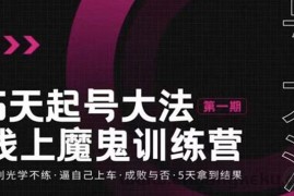 （3121期）五天起号魔鬼训练营，告别光学不练，逼自己上车，成败与否，5天拿到结果