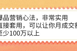 （2167期）爆品营销心法，非常实用，直接套用，可以让你月成交额至少100万以上