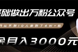 （1354期）0基础做出万粉公众号，3个月从10人做到4W+粉，业余月入8000+(无水印)完结