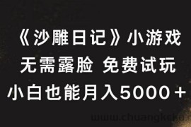 《沙雕日记》小游戏，无需露脸免费试玩，小白也能月入5000+【揭秘】