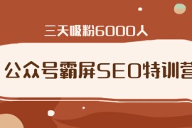 （1639期）公众号霸屏SEO特训营，通过公众号被动精准引流，三天吸粉6000人（无水印）