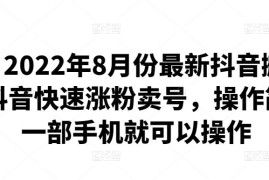 D1G·2022年8月份最新抖音搬运课程，抖音快速涨粉卖号，操作简单，一部手机就可以操作