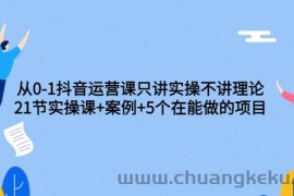 （3407期）从0-1抖音运营课只讲实操不讲理论：21节实操课+案例+5个在能做的项目