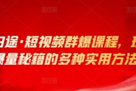 小九归途·短视频群爆课程，玩转抖音爆量秘籍的多种实用方法