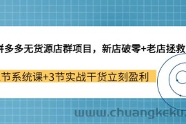 （3163期）拼多多无货源店群项目，新店破零+老店拯救 12节系统课+3节实战干货立刻盈利
