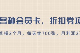 （1769期）卖各种会员卡、折扣券赚钱项目，实操2个月，每天卖700张，月利润2万+