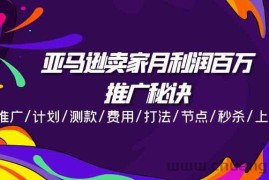 亚马逊卖家月利润百万的推广秘诀，推广/计划/测款/费用/打法/节点/秒杀/上评/数据