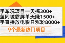 （2075期）二手车况项目一天搞300+闲鱼同城霸屏单天赚1500+快手直播放电影日涨粉8000+