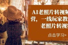 AI老照片转视频实操训练营，一线玩家教你AI老照片转视频