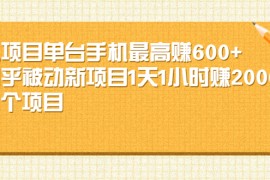 （2161期）小项目单台手机最高赚600+知乎被动新项目1天1小时赚2000+(12个项目)