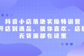 （2175期）抖音小店落地实操特训营，从开店到选品，猜你喜欢、店群、无货源都在这里