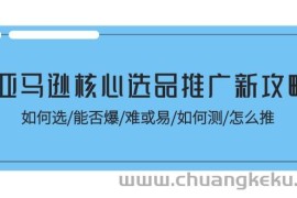 （11434期）亚马逊核心选品推广新攻略！如何选/能否爆/难或易/如何测/怎么推