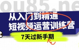 （2360期）从入门到精通短视频运营训练营，理论、实战、创新，7天过新手期