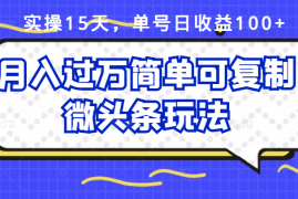 （2447期）实操15天，单号日收益100+，月入过万简单可复制的微头条玩法【付费文章】