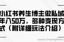 （12619期）小红书养生博主做私域年入50万，多种变现方式（附详细玩法介绍）