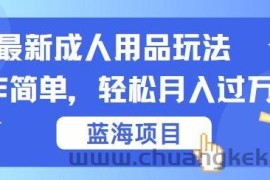 最新成人用品项目玩法，操作简单，动动手，轻松日入几张【揭秘】