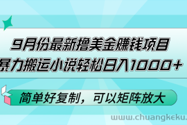 （12487期）9月份最新撸美金赚钱项目，暴力搬运小说轻松日入1000+，简单好复制可以…