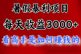 （11422期）暑假暴利项目，每天收益3000+ 努努力能达到5000+，暑假大流量来了