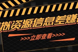 利用信息差操作虚拟资源，0基础小白也能操作，每天轻松收益50-100+