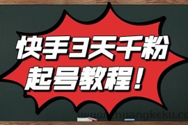 （2828期）最新快手起号实操技术：3天1000+粉，自然流量+条条视频起爆（附工具）