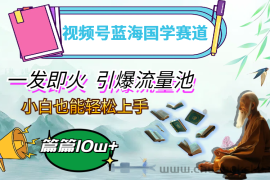 （12636期）视频号蓝海国学赛道，一发即火，引爆流量池，小白也能轻松上手，月入过万