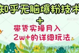 （3104期）《知乎无脑爆粉技术》+图文带货月入2W+的玩法送素材（无水印视频课）