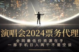 （12670期）演唱会2024票务代理，全网最低价资源在手，一部手机日入两千不是空谈