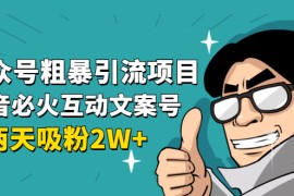 （1632期）公众号粗暴引流项目：抖音必火互动文案号，两天吸粉2W+（可持续操作）